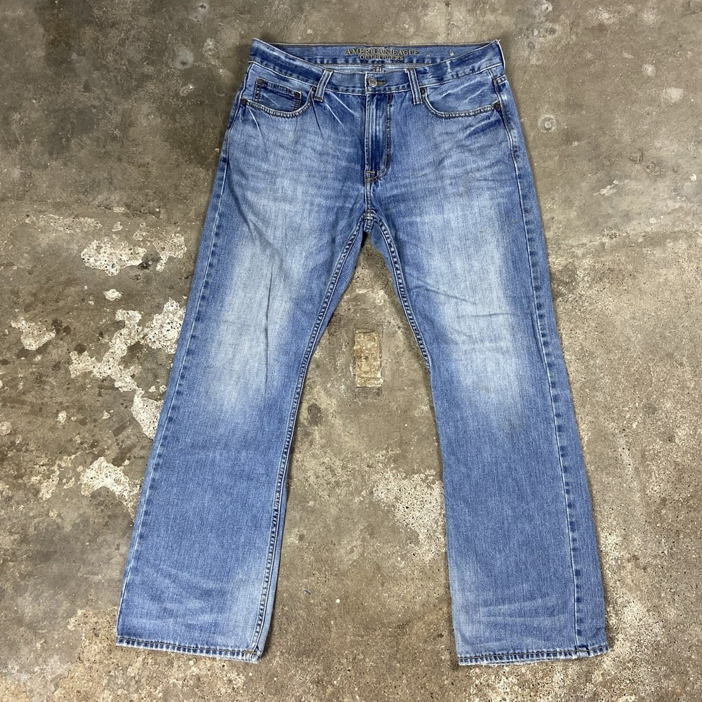 Vintage Y2K American Eagle Outfitters Jeans Size 33x32 Blue Denim Flared Leg